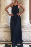 Lutaotie Sexy Elegant Solid Frenulum Backless Asymmetrical Halter Evening Dress Dresses