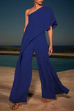 Lutaotie Casual Simplicity Solid Solid Color Oblique Collar Regular Jumpsuits