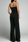 Lutaotie Celebrities Simplicity Solid Slit Solid Color Square Collar Regular Jumpsuits