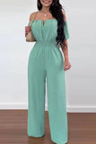 Lutaotie Work Celebrities Solid Solid Color Off the Shoulder Regular Jumpsuits(6 Colors)