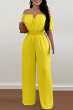 Lutaotie Work Celebrities Solid Solid Color Off the Shoulder Regular Jumpsuits(6 Colors)