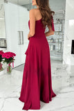 Lutaotie Elegant Formal Solid Backless Oblique Collar Evening Dress Dresses