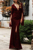 Lutaotie Sexy Formal Solid Lace Zipper V Neck Evening Dress Dresses