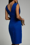 Lutaotie Celebrities Elegant Solid Slit Fold V Neck Evening Dress Dresses(4 Colors)