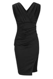 Lutaotie Celebrities Elegant Solid Slit Fold V Neck Evening Dress Dresses(4 Colors)