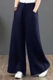 Lutaotie Casual Daily Solid Pocket Loose High Waist Wide Leg Solid Color Bottoms