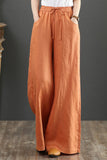 Lutaotie Casual Daily Solid Pocket Loose High Waist Wide Leg Solid Color Bottoms