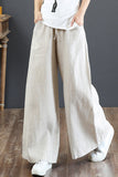 Lutaotie Casual Daily Solid Pocket Loose High Waist Wide Leg Solid Color Bottoms