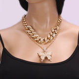 Lutaotie Cuba Chain Large Butterfly Necklace