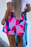 Lutaotie Sweet Vacation Color Block Contrast High Waist Straight Full Print Bottoms