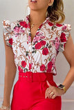 Lutaotie Celebrities Elegant Print Patchwork V Neck Blouses(8 Colors)