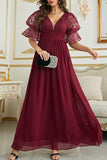 Lutaotie Celebrities Elegant Solid Lace V Neck Evening Dress Dresses