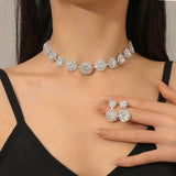 Lutaotie Simplicity Formal Solid Rhinestone  (With Necklaces & Earrings)