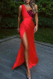 Lutaotie Sexy Celebrities Solid Sequins Patchwork One Shoulder Evening Dress Dresses