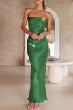 Lutaotie Celebrities Formal Solid Bright Silk Strapless Evening Dress Dresses(5 Colors)