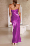 Lutaotie Celebrities Formal Solid Bright Silk Strapless Evening Dress Dresses(5 Colors)