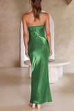 Lutaotie Celebrities Formal Solid Bright Silk Strapless Evening Dress Dresses(5 Colors)