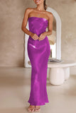 Lutaotie Celebrities Formal Solid Bright Silk Strapless Evening Dress Dresses(5 Colors)