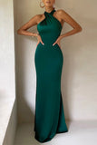 Lutaotie Elegant Formal Solid Backless Halter Trumpet Mermaid Dresses(3 Colors)