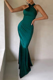 Lutaotie Elegant Formal Solid Backless Halter Trumpet Mermaid Dresses(3 Colors)