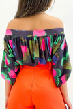 Lutaotie Casual Print Patchwork Off the Shoulder T-Shirts