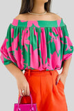 Lutaotie Casual Print Patchwork Off the Shoulder T-Shirts