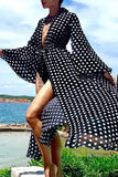 Lutaotie Sexy Vacation Polka Dot Patchwork Swimwears Cover Up