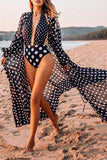 Lutaotie Sexy Vacation Polka Dot Patchwork Swimwears Cover Up