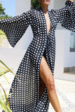 Lutaotie Sexy Vacation Polka Dot Patchwork Swimwears Cover Up