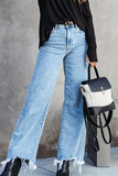 Lutaotie Casual Street Solid Tassel High Waist Denim Jeans