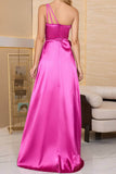 Lutaotie Elegant Solid Slit Oblique Collar Evening Dress Dresses