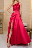 Lutaotie Elegant Solid Slit Oblique Collar Evening Dress Dresses