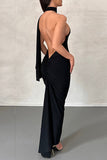 Lutaotie Sexy Formal Solid Backless Halter Pencil Skirt Dresses