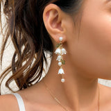 Lutaotie Casual Patchwork Pearl Earrings