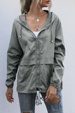 lutaotie Casual Solid Zipper Hooded Collar Outerwear