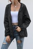 lutaotie Casual Solid Zipper Hooded Collar Outerwear