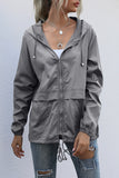 lutaotie Casual Solid Zipper Hooded Collar Outerwear