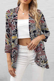 Lutaotie Casual Print Patchwork Cardigan Collar Tops