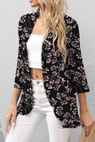 Lutaotie Casual Print Patchwork Cardigan Collar Tops