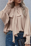 Lutaotie Elegant Solid With Bow O Neck Tops(3 Colors)