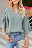 Lutaotie Sweet Elegant Solid Stringy Selvedge V Neck Tops