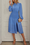 Lutaotie Elegant Solid Flounce Half A Turtleneck Waist Skirt Dresses