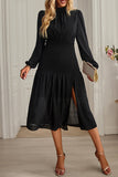 Lutaotie Elegant Solid Flounce Half A Turtleneck Waist Skirt Dresses