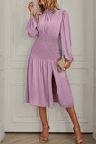 Lutaotie Elegant Solid Flounce Half A Turtleneck Waist Skirt Dresses