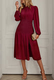 Lutaotie Elegant Solid Flounce Half A Turtleneck Waist Skirt Dresses