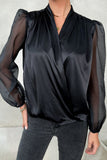 Lutaotie Elegant Solid See-through V Neck Tops