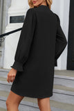 Lutaotie Daily Simplicity Solid Fold V Neck Long Sleeve Dresses