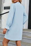 Lutaotie Daily Simplicity Solid Fold V Neck Long Sleeve Dresses