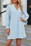 Lutaotie Daily Simplicity Solid Fold V Neck Long Sleeve Dresses