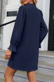 Lutaotie Daily Simplicity Solid Fold V Neck Long Sleeve Dresses